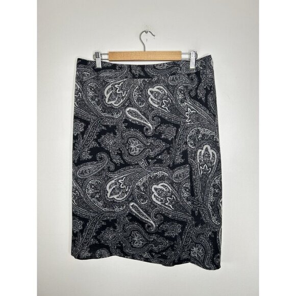 Talbots Midi Skirt Black Women Petite Classic Career Office Wool Size 12P - Picture 1 of 9